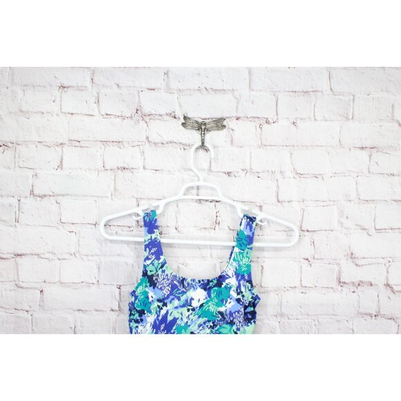 LL Bean BeanSport Swimwear Scoopneck Tankini Top Print Blue Size 4 - Picture 2 of 10